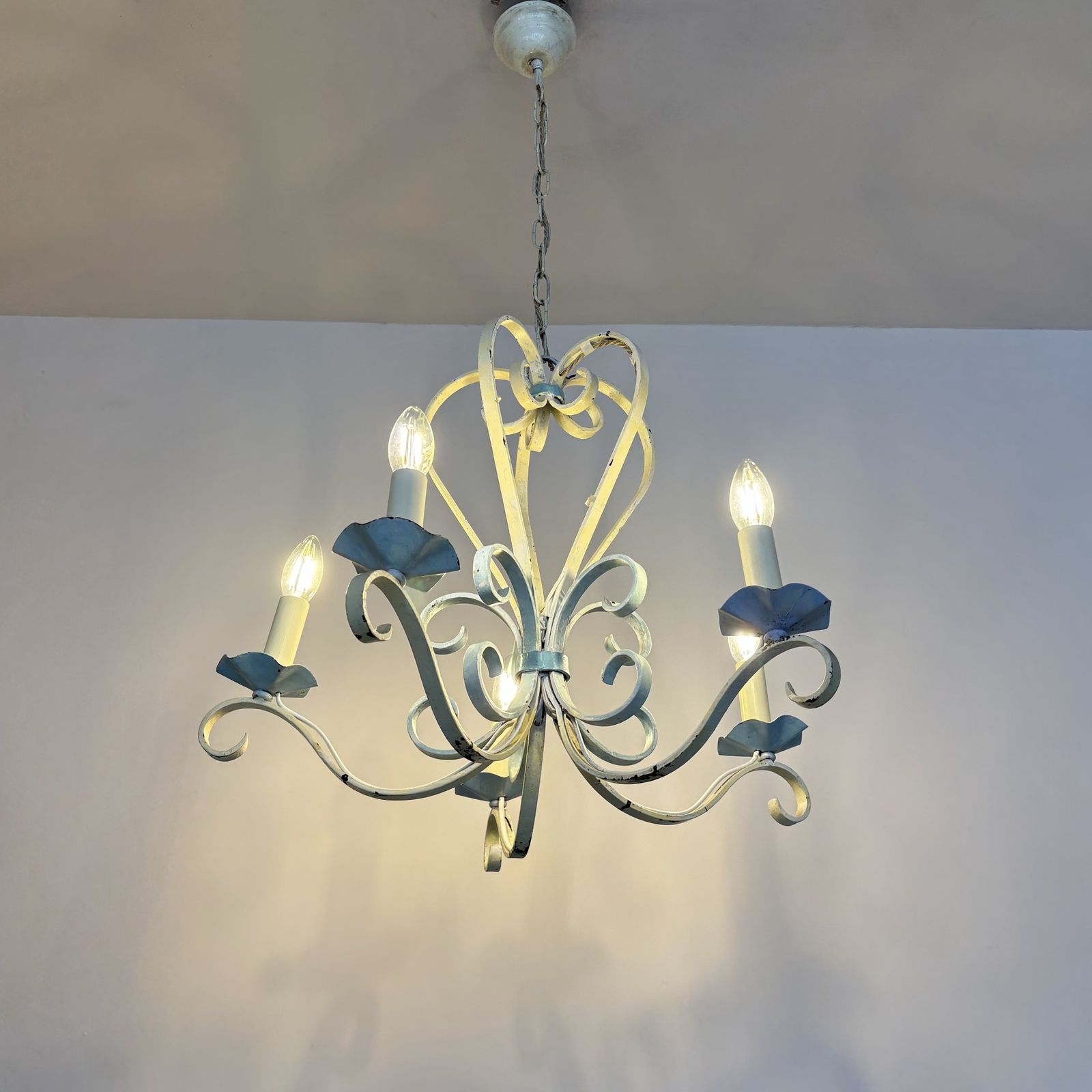 photo for sale Painted Wrought Iron Chandelier
