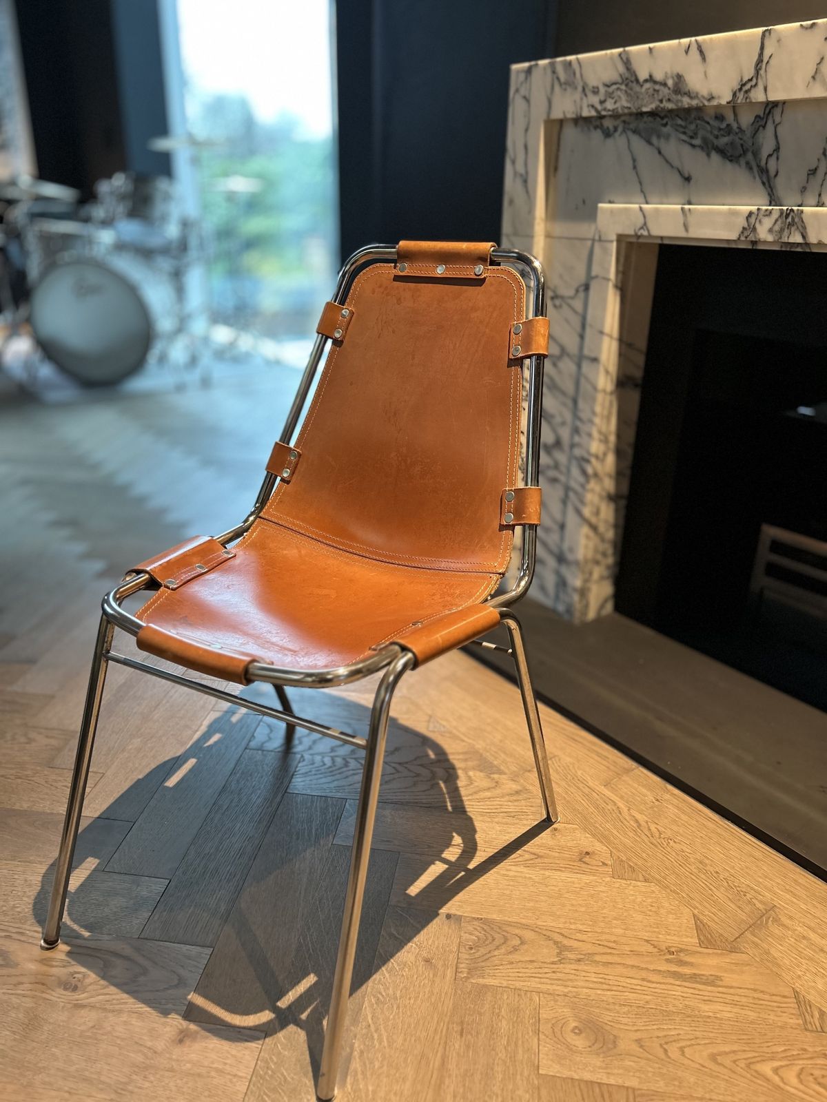 Charlotte Perriand Mid Century Leather Dining Chairs Set Of 4 photo furniture