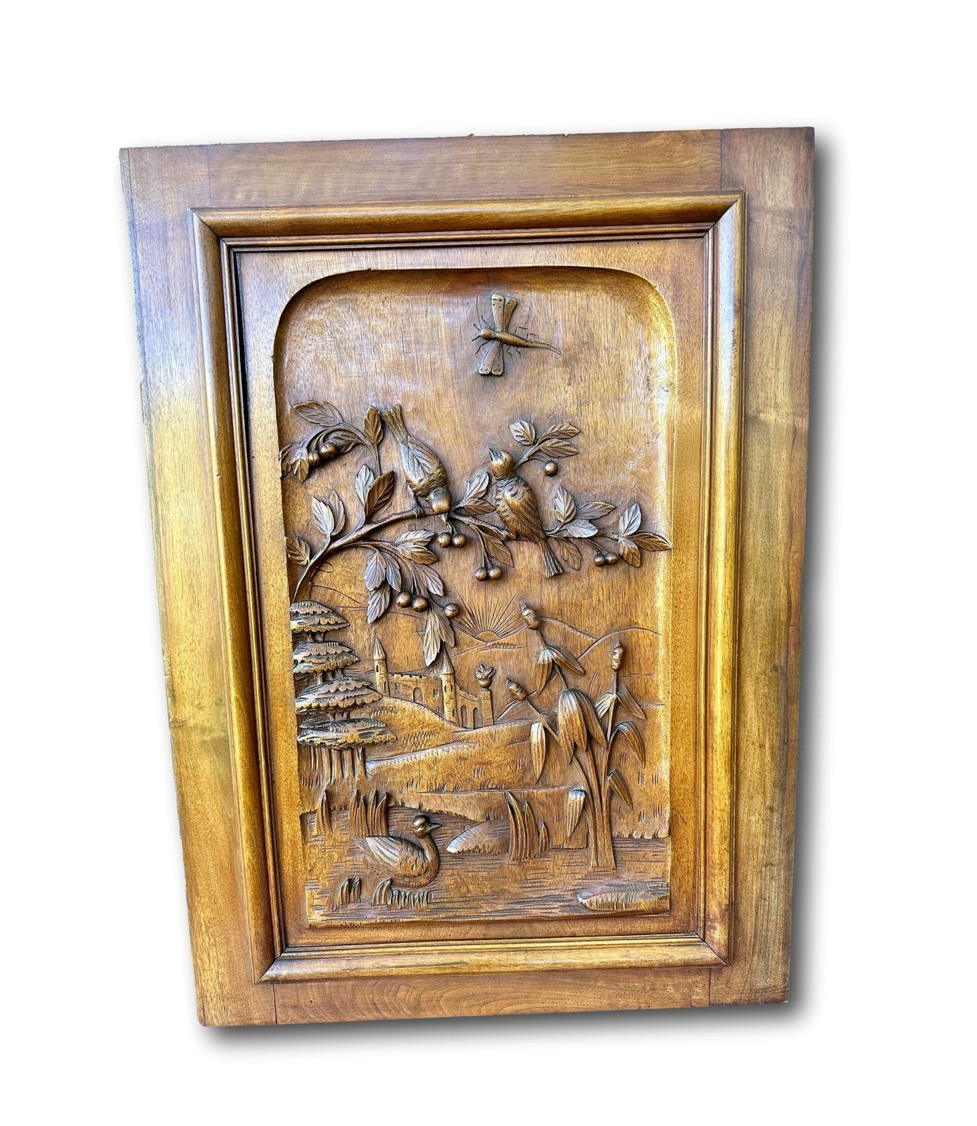 French Antique Carved Wood Cabinet Door Bird Castel photo furniture