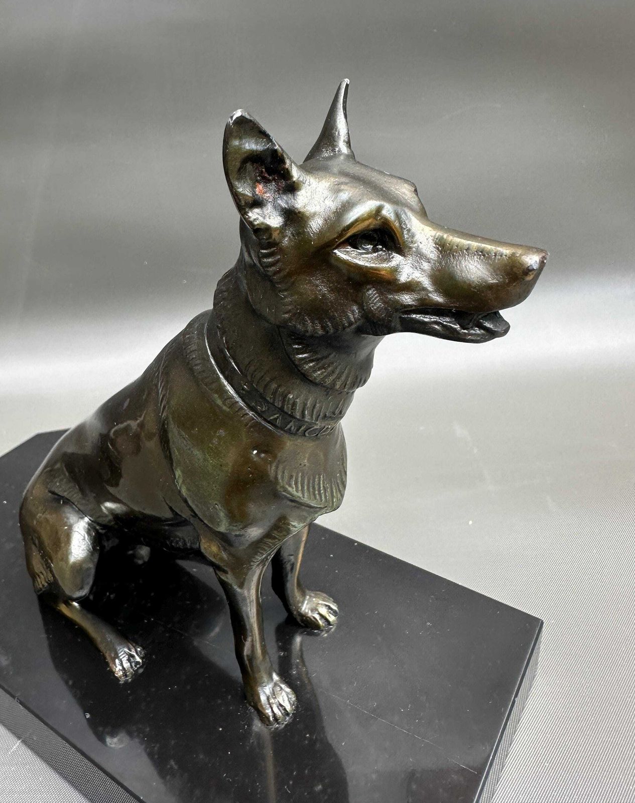 French Art Deco Pair Of Bookends Book Ends   Dog German Shepherd Marble   1930's   Modern Home Deco photo buy
