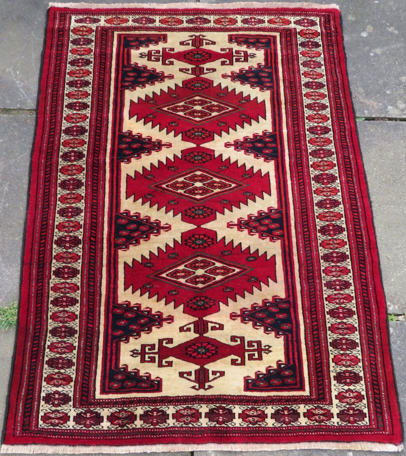 Antique Turkmen Afghan Kizil Ayak Rug. Turkmenistan Or North Afghanistan.Early 20th Century. 133cm X 98cm.