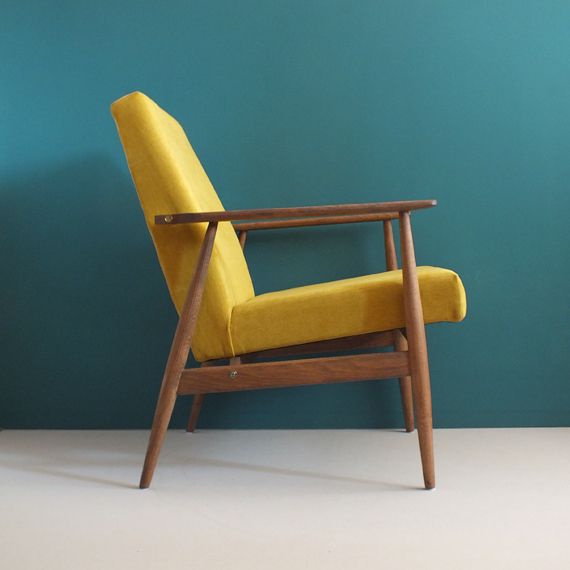 Pair Of Vintage Armchair Form Mid Century, Mustard, Restored photo 755.0