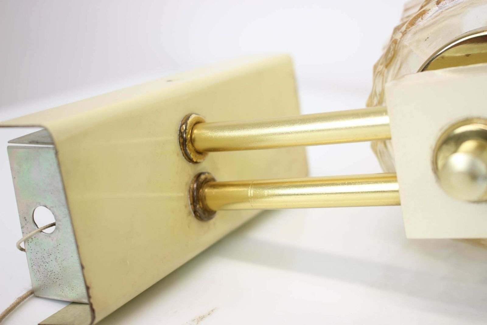 Lighting 1970s Pair Of Two Wall Lamps With Glass Shades, Czechoslovakia photo