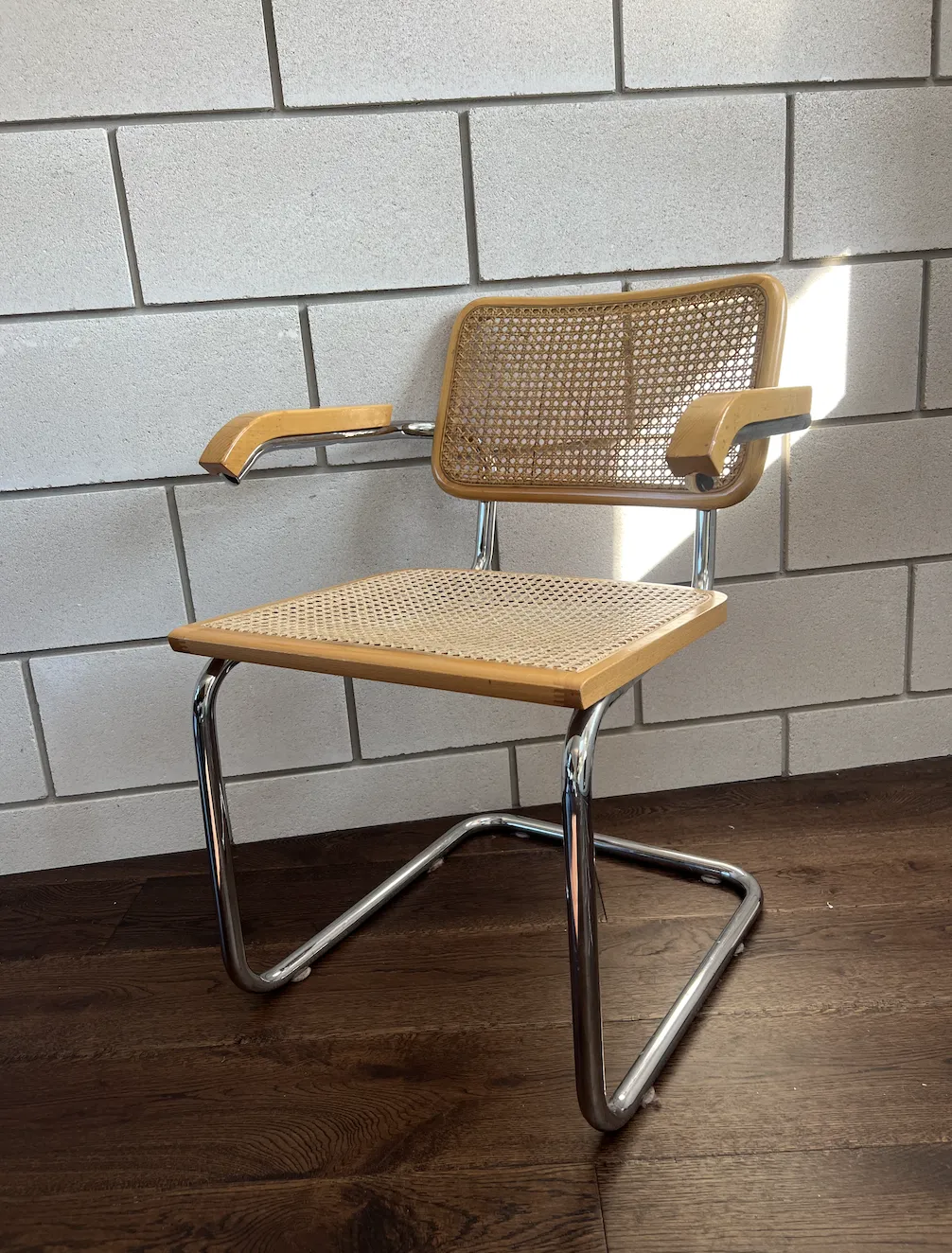 Vintage Italian Cesca Chair By Marcel Breuer In Beech Wood, 1970s photo furniture