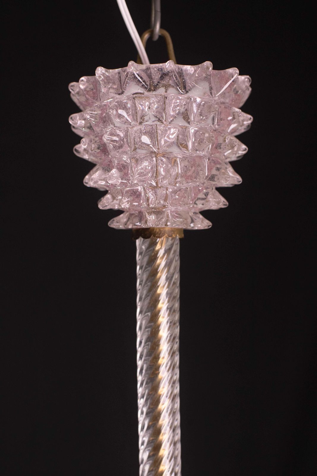 Extraordinary Pink Rostrato Murano Glass Chandelier  By Barovier & Toso, 1940s photo vintage