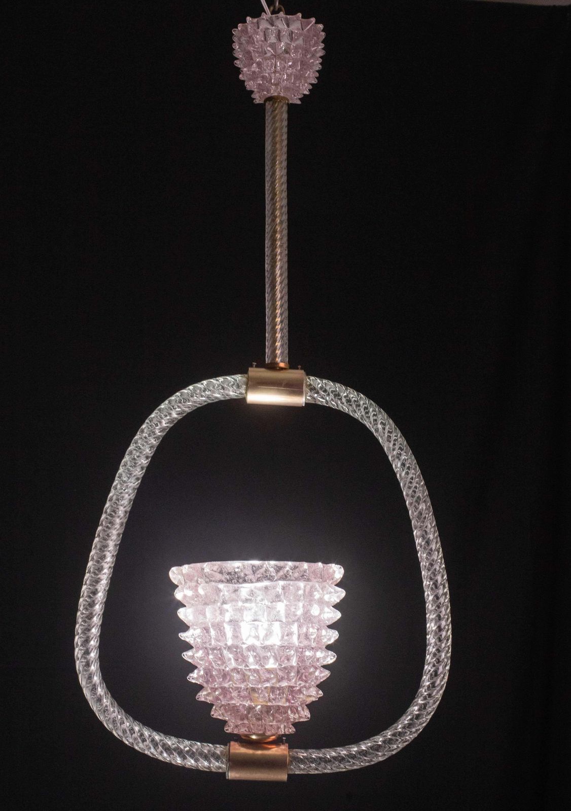 photo furniture Extraordinary Pink Rostrato Murano Glass Chandelier  By Barovier & Toso, 1940s