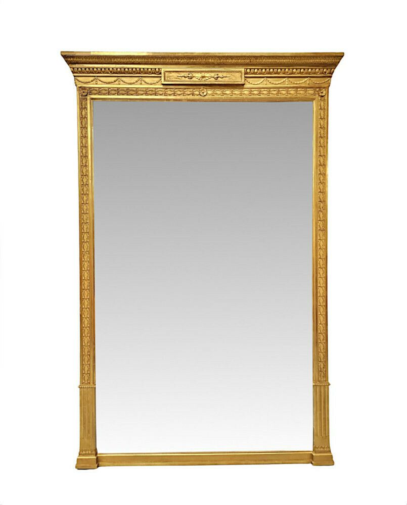 A Very Fine Tall 19th Century Giltwood Hall Mirror In The Adams Design