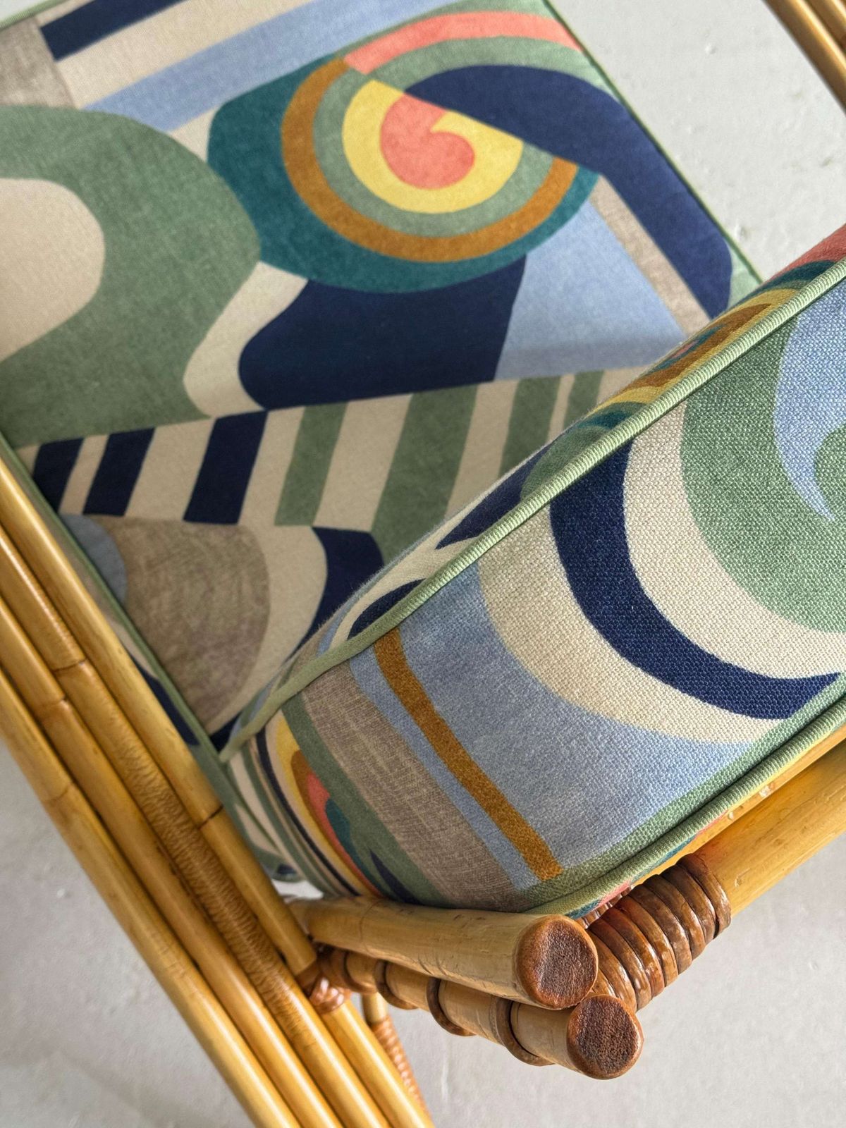 photo vinterior Paar Bamboe Rattan Loungestoelen