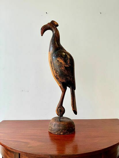 Tall Wooden African Bird Sculpture photo furniture