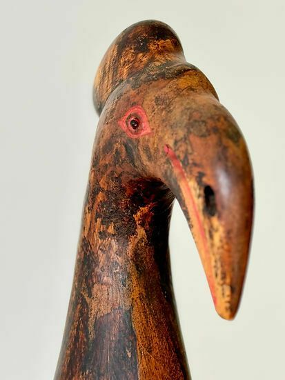 Tall Wooden African Bird Sculpture photo Art