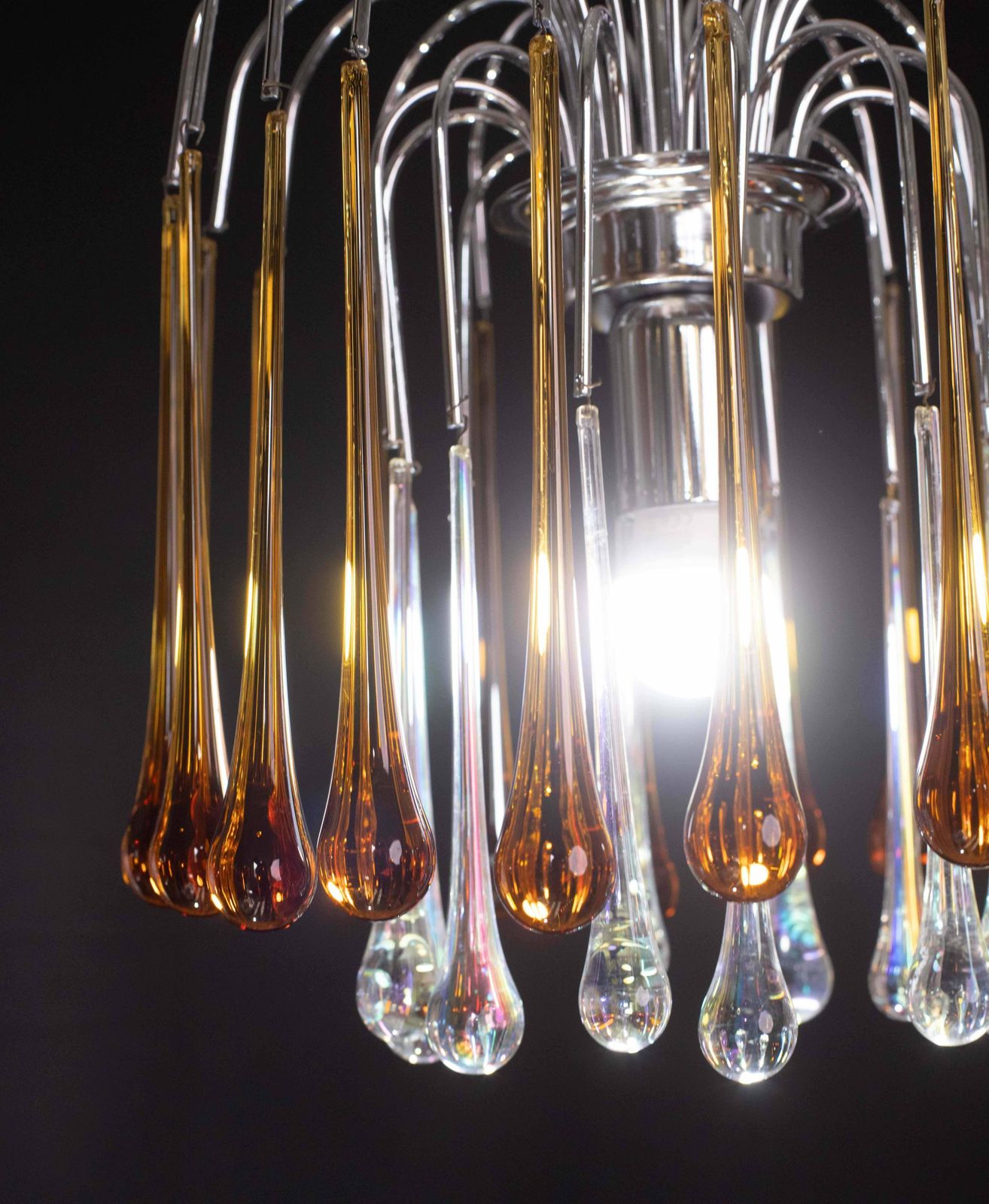 Lady Lucy Murano Chandelier Amber And Iridiscent Drops, 1980s photo 1025.0