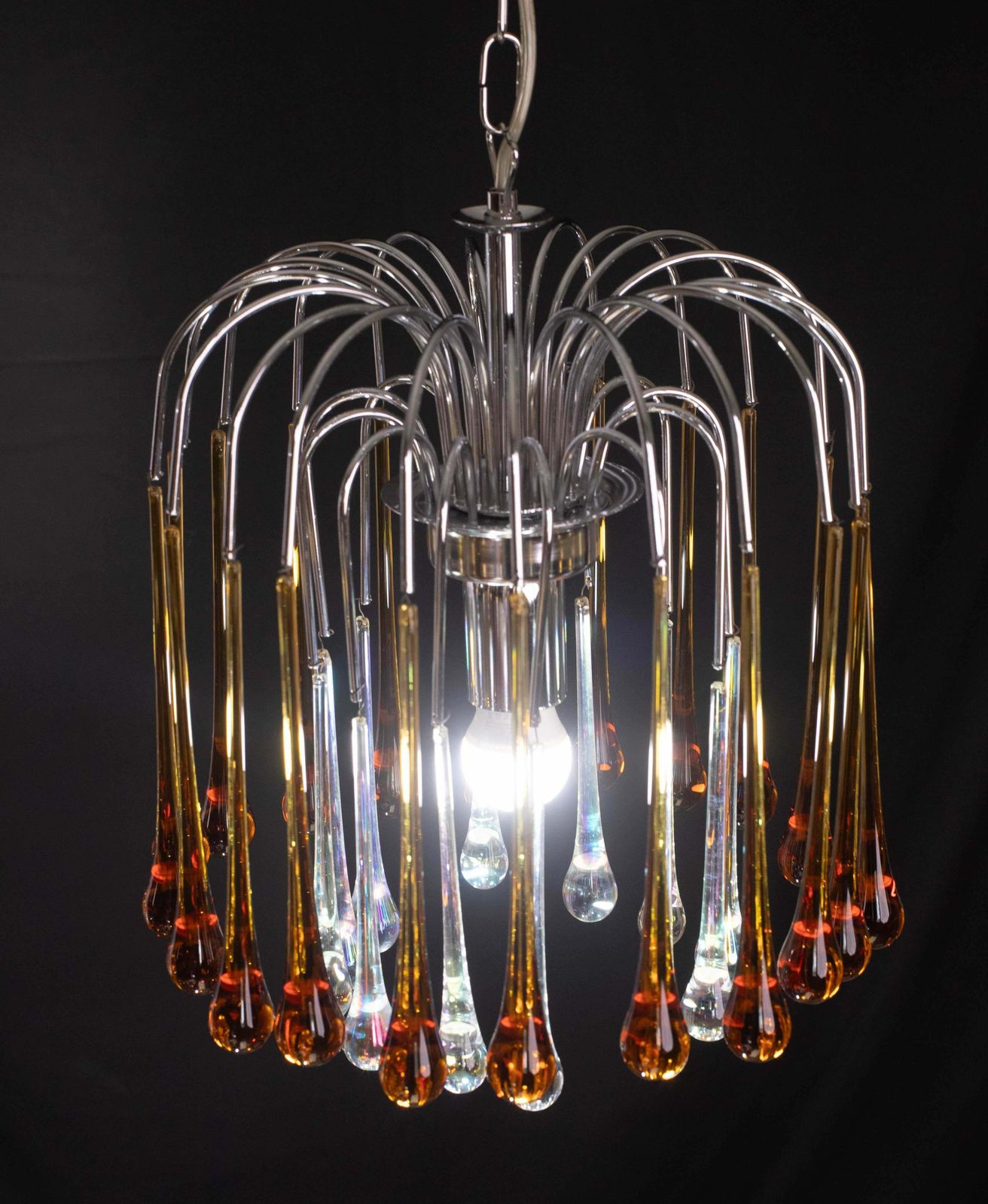 Lady Lucy Murano Chandelier Amber And Iridiscent Drops, 1980s photo buy