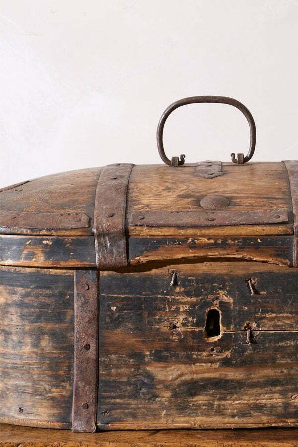 18th Century Swedish Folk Art Marriage Box   Patinated photo furniture