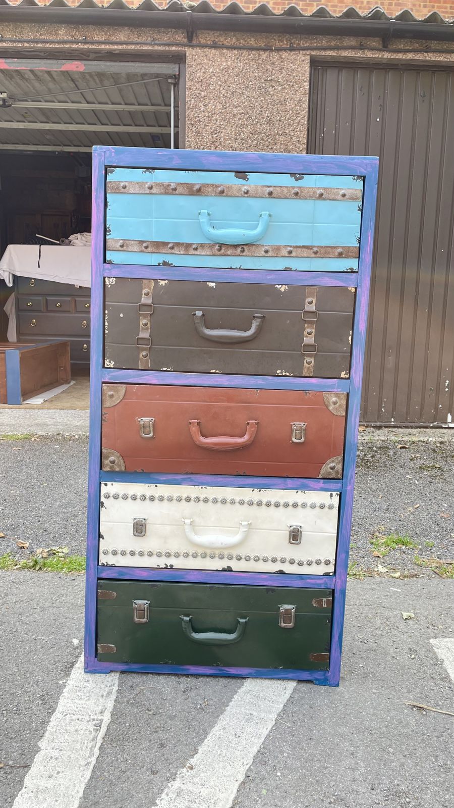 Metal And Wooden Chest Of Drawers