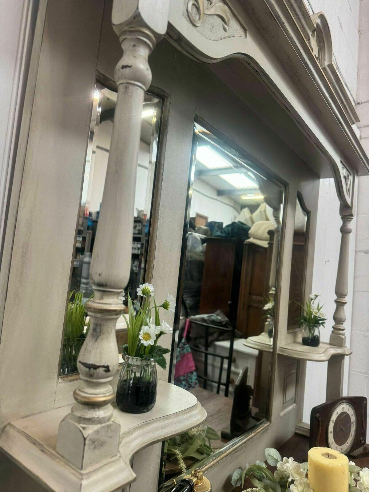 Vintage Shabby Aged/Distressed Sideboard/Chiffonier Cabinet/Dresser With Mirror photo furniture