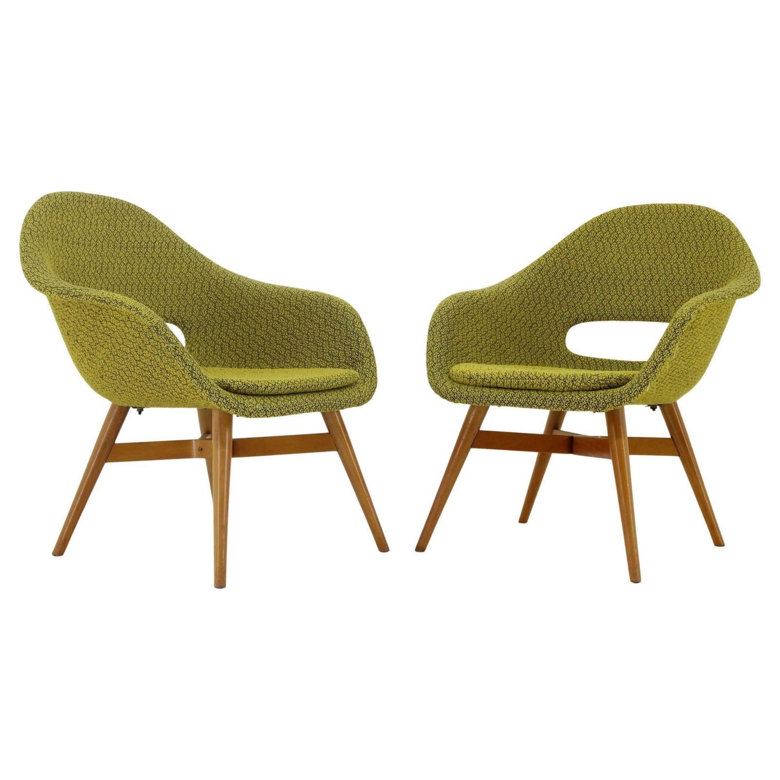 Pair Of 1960s Miroslav Navratil Shell Lounge Chairs, Czechoslovakia