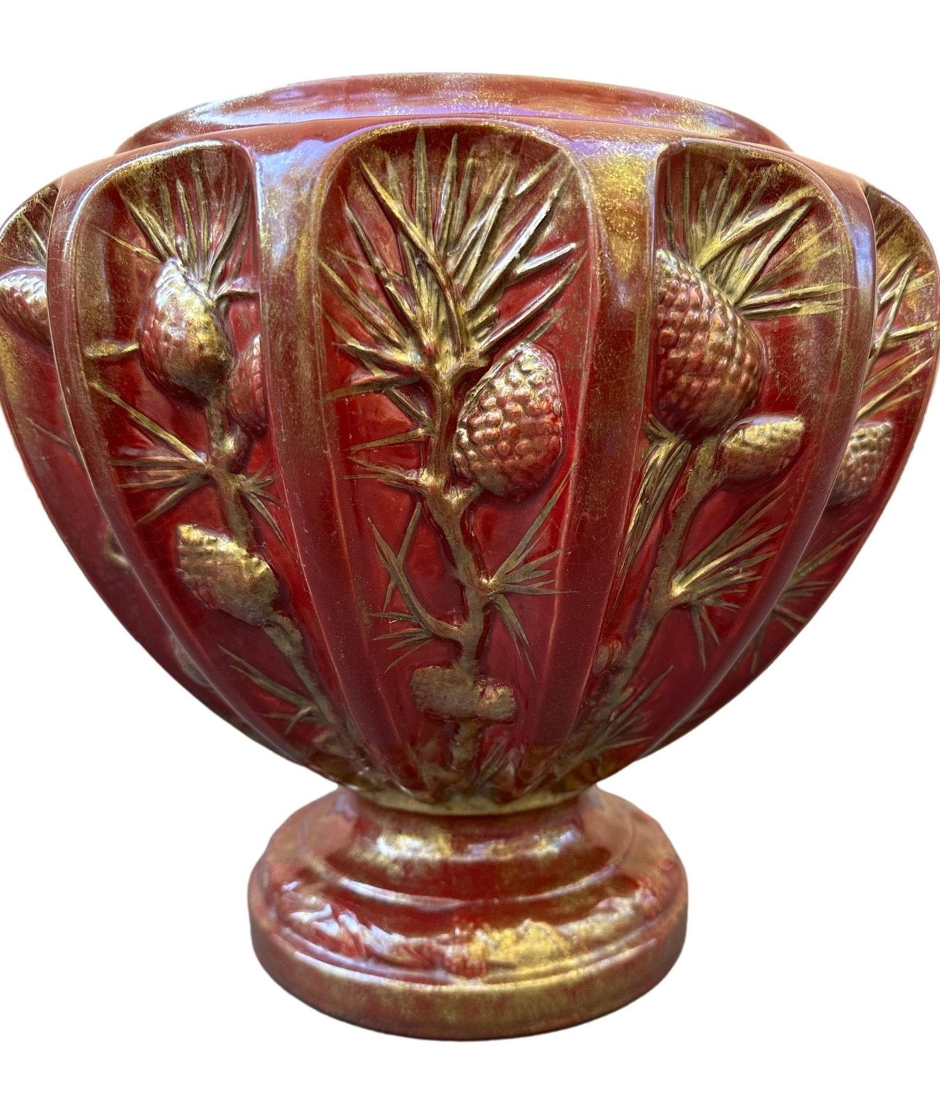 Large Delphin Massier Vallauris Majolica Cache Pot Planter 19th photo for sale