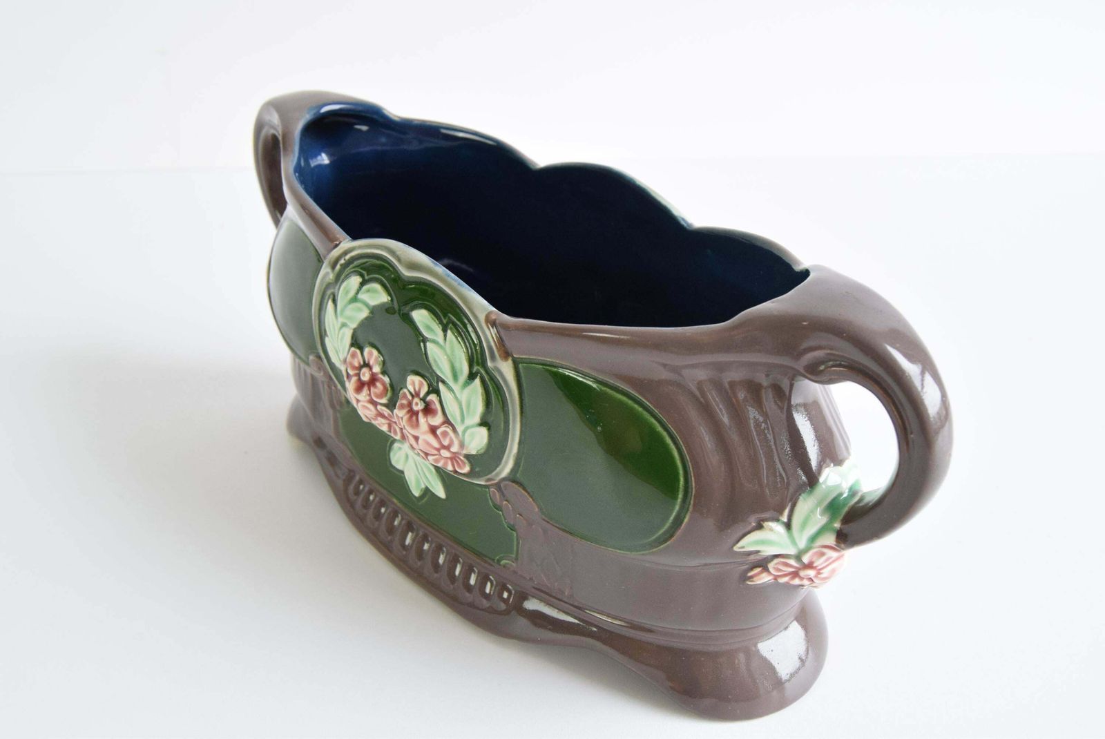 Ceramic Art Nouveau Jardiniere, Around 1900 photo vintage