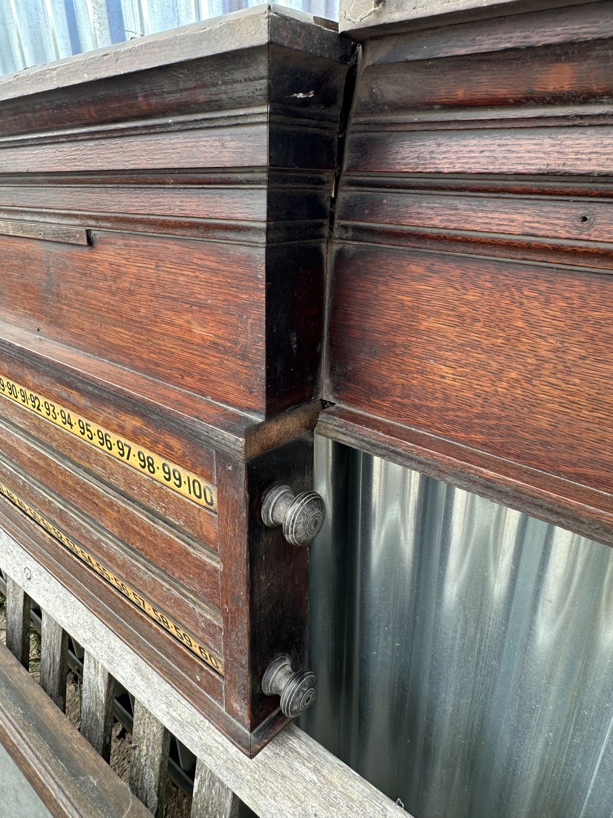 A Large Oak Billiard/ Snooker Scoreboard Attributed To Thurston & Co. Of London, Second Half 19th Century photo for sale