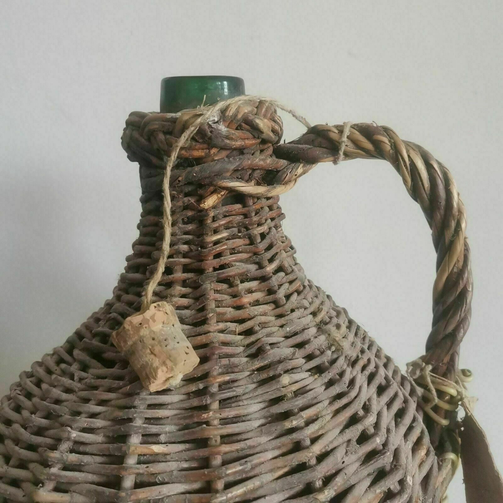 Set Of 3 Weaved Wicker Wine Bottles Demijohn Antique Carboy, Hand Made. photo 85.0