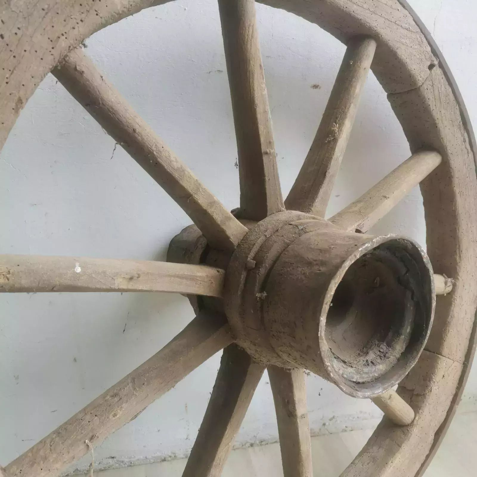 Vintage Antique Rustic Large Wooden Wagon Cart Wheel Home Garden Decor Hungarian photo Garden Decor