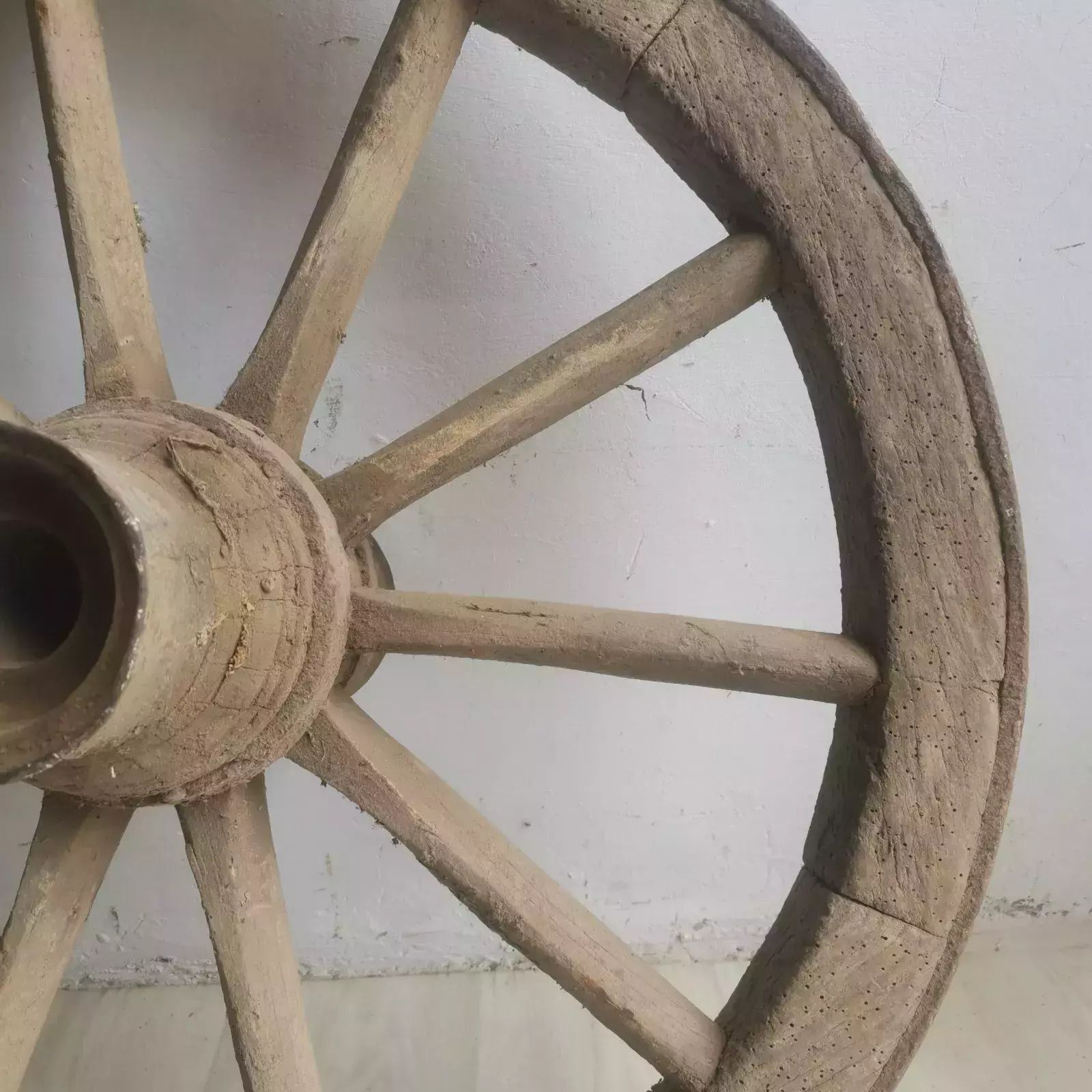 Vintage Antique Rustic Large Wooden Wagon Cart Wheel Home Garden Decor Hungarian photo buy