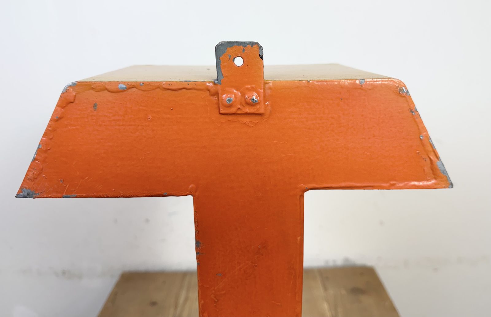 photo furniture Large Vintage Yellow Iron Facade Letter T, 1960s
