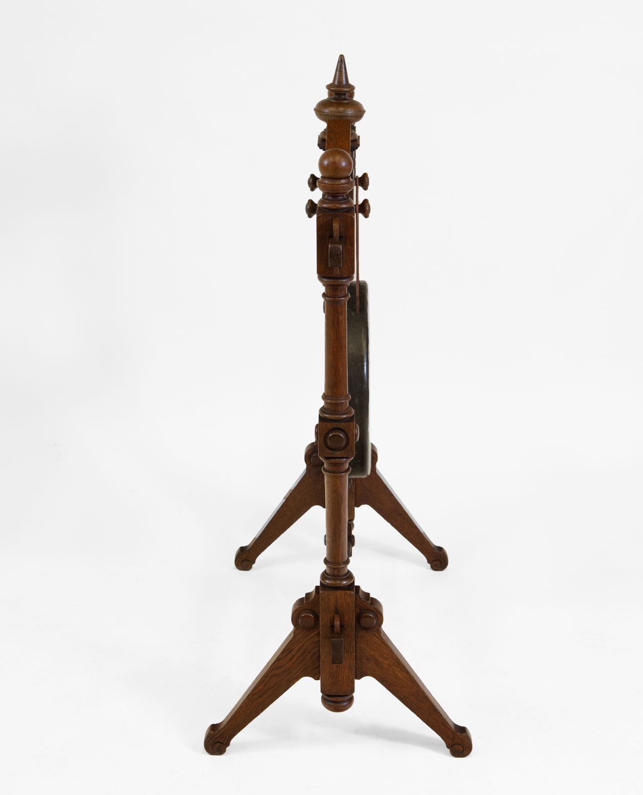 photo for sale 19th Century Oak Floor Standing Dinner Gong & Striker 1870