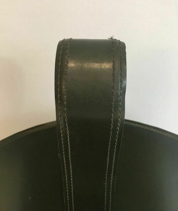 Green Leather And Brushed Steel Magazine Rack photo Home Decor