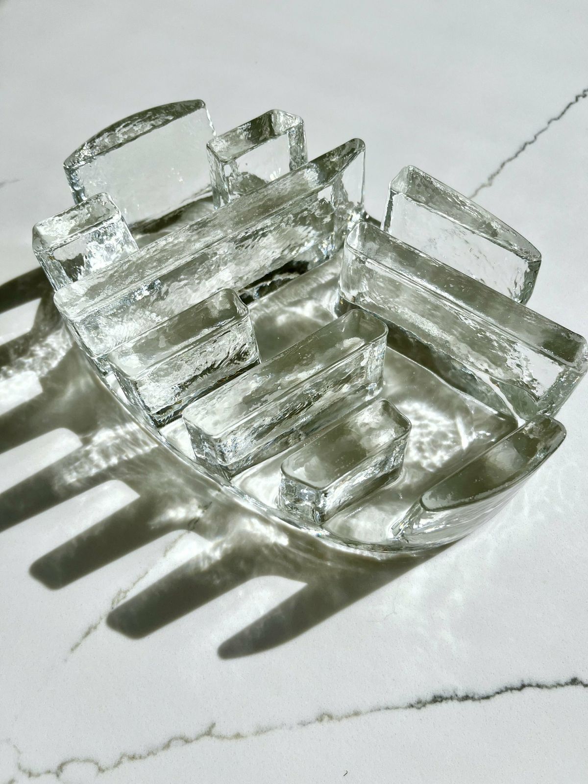 Mid Century Chunky Glass Single 3 Burner Plate Warmer/Objet D'art In The Style Of Jiri Zejmon photo vintage