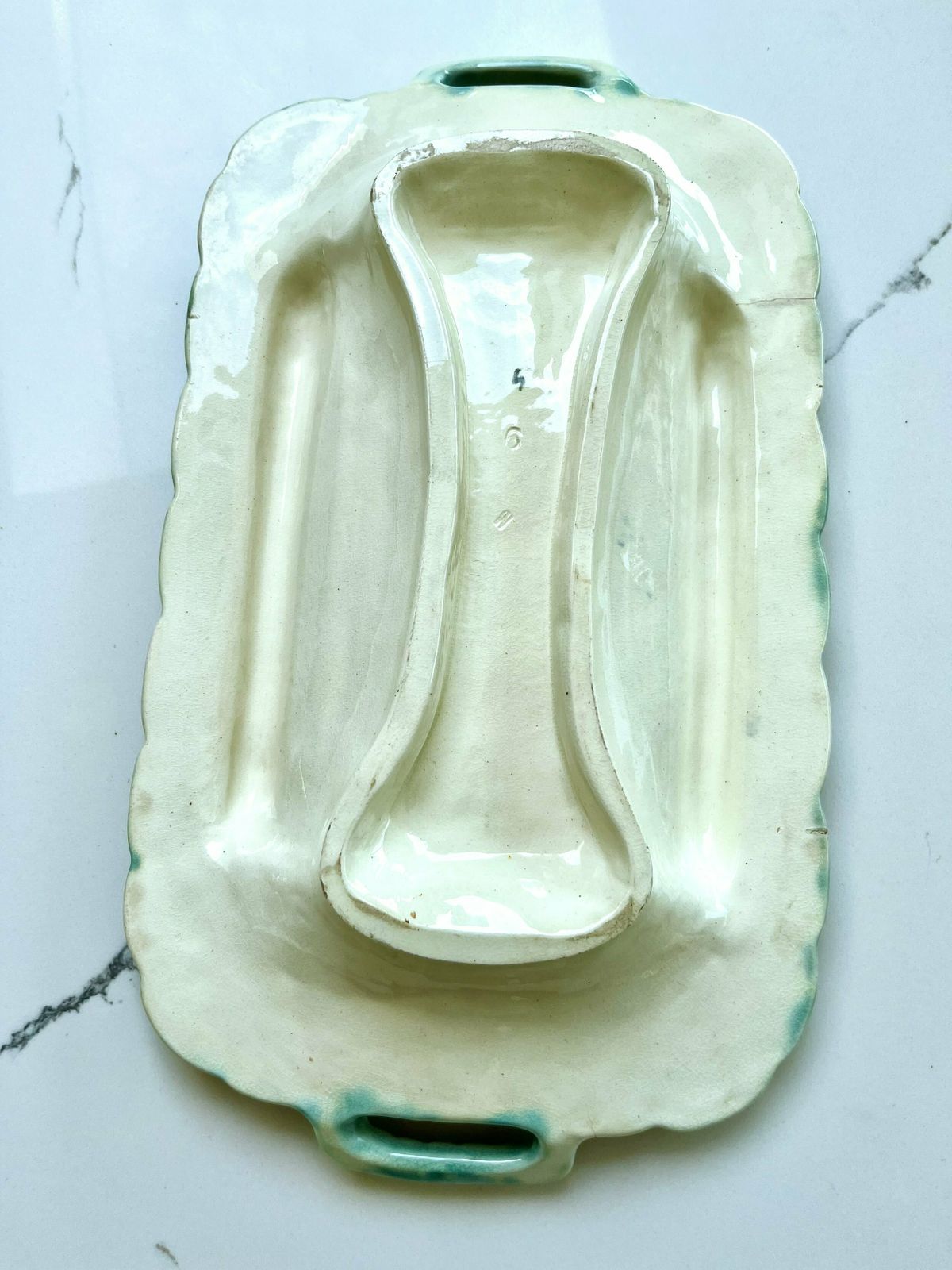 Antique French Majolica Ceramic Asparagus Serving Dish/Wall Art photo vintage