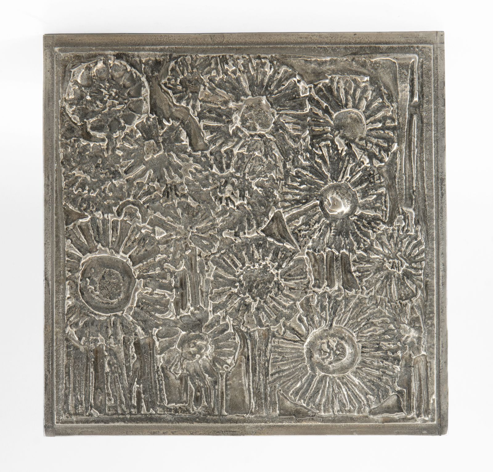 Set Of Ten Forms & Surfaces Abstract Cast Aluminium Plaques United States 1970's photo furniture