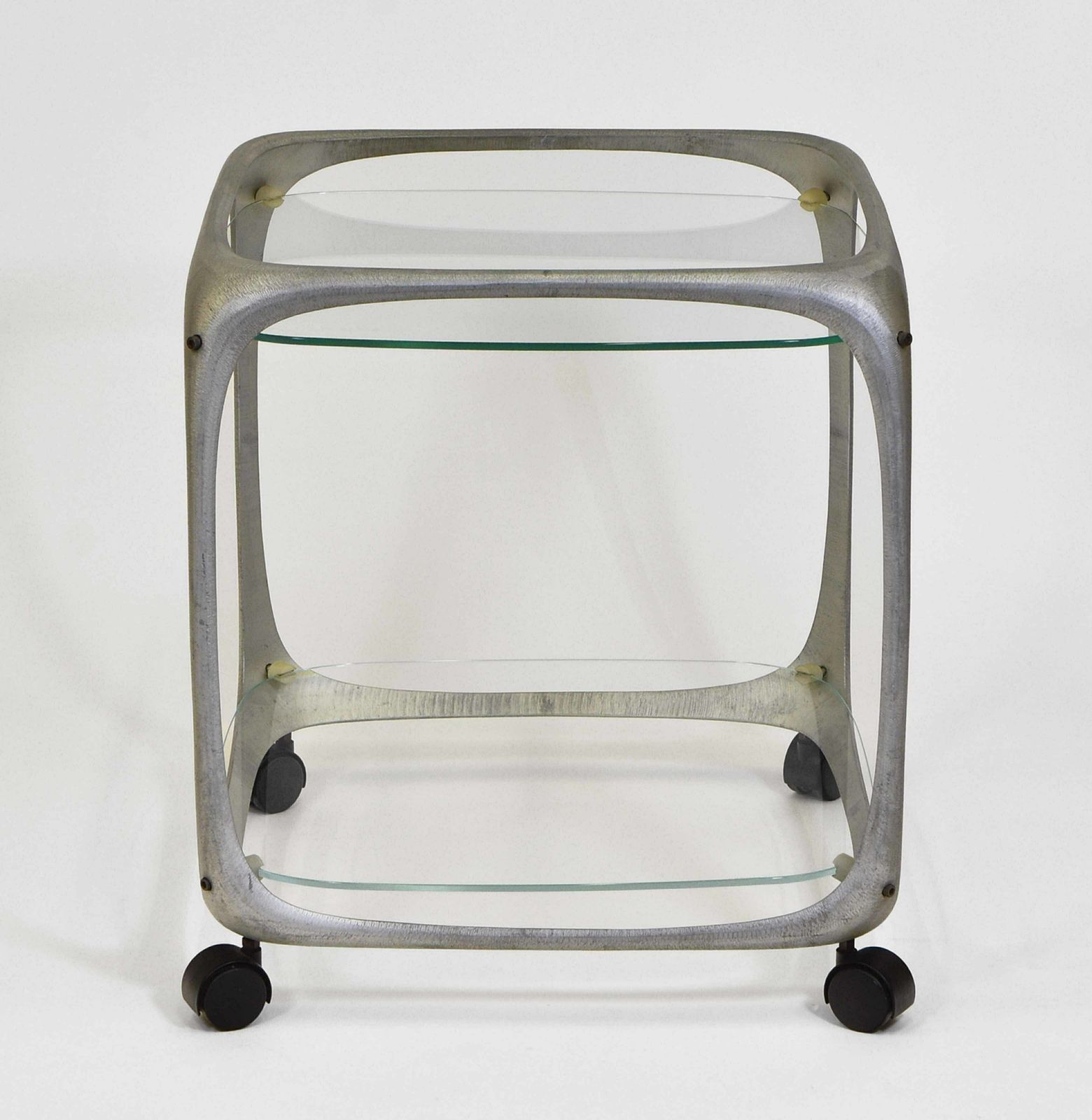 1970’s Lorenzo Burchiellaro Aluminium Cube Form Bar Trolley Italian photo vintage