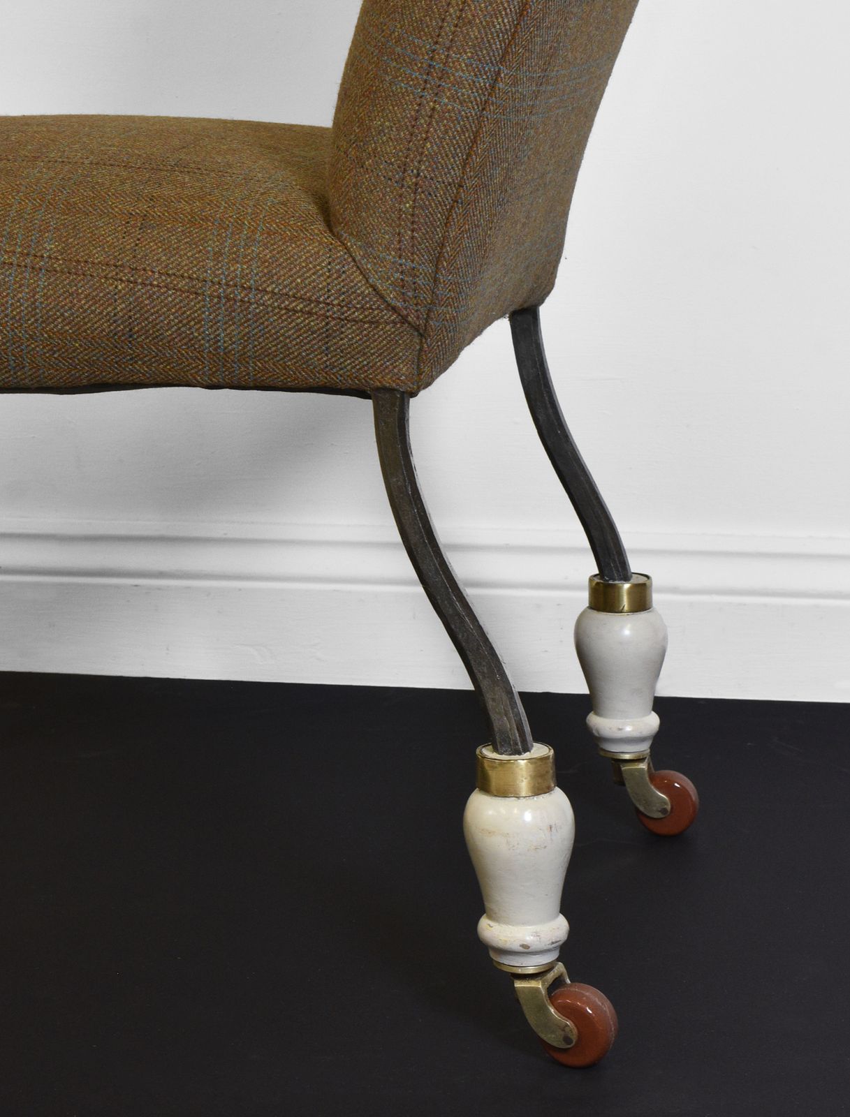 Unusual 19th Century Steel & Tweed Side Chair photo for sale