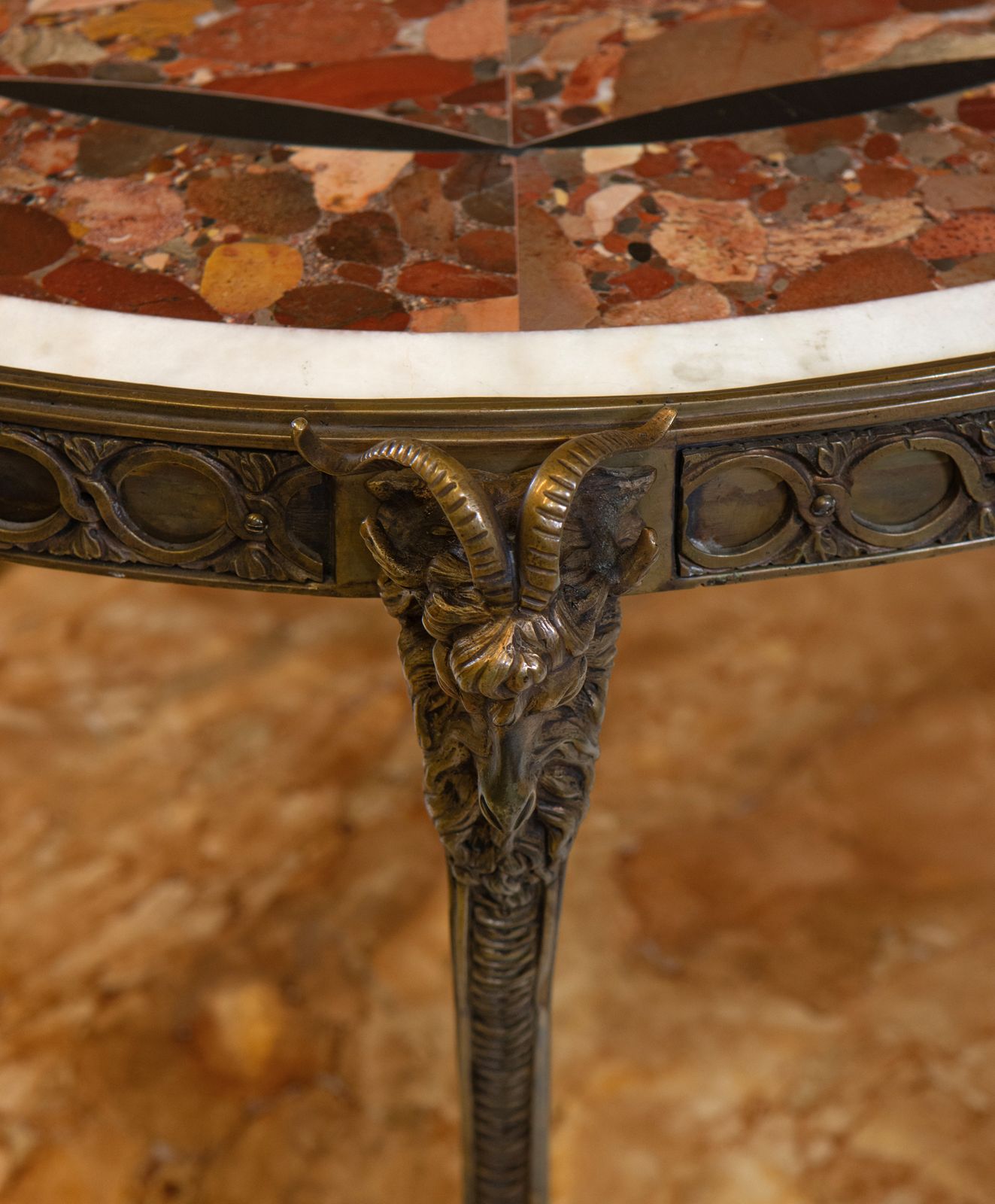 Vintage French Breche D'alep Marble & Bronze Guéridon Louis XVI Style photo Furniture