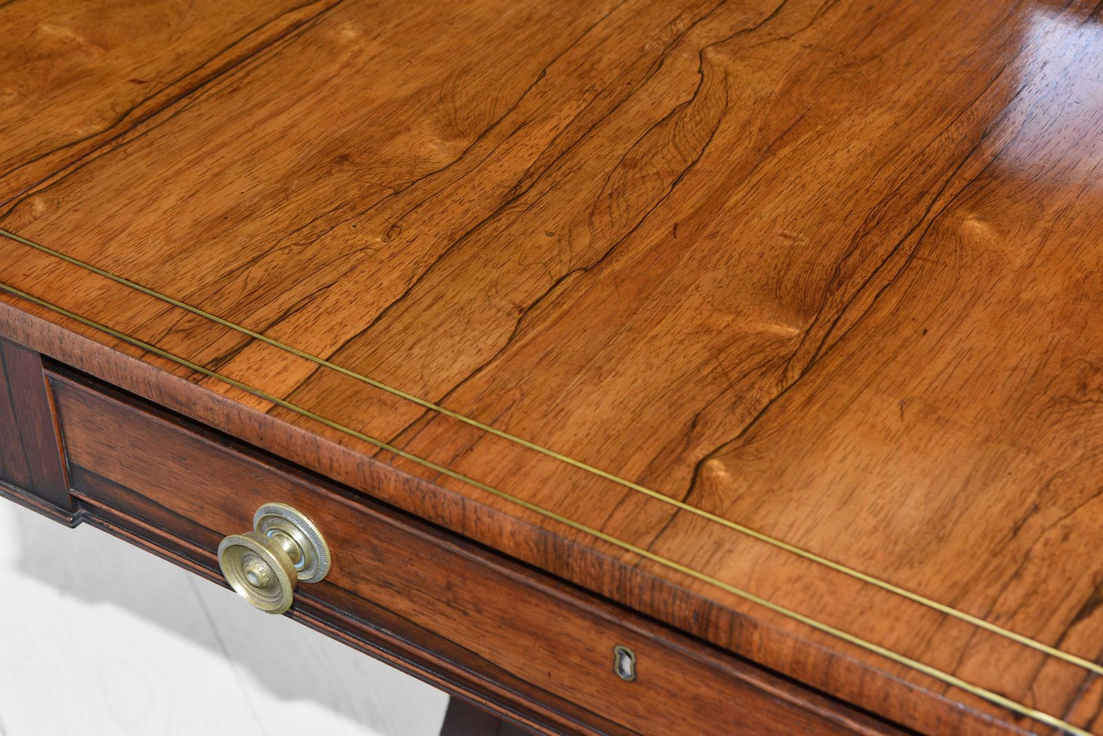 Regency Rosewood & Brass Inlaid Sofa Table Antique Circa 1820 photo furniture