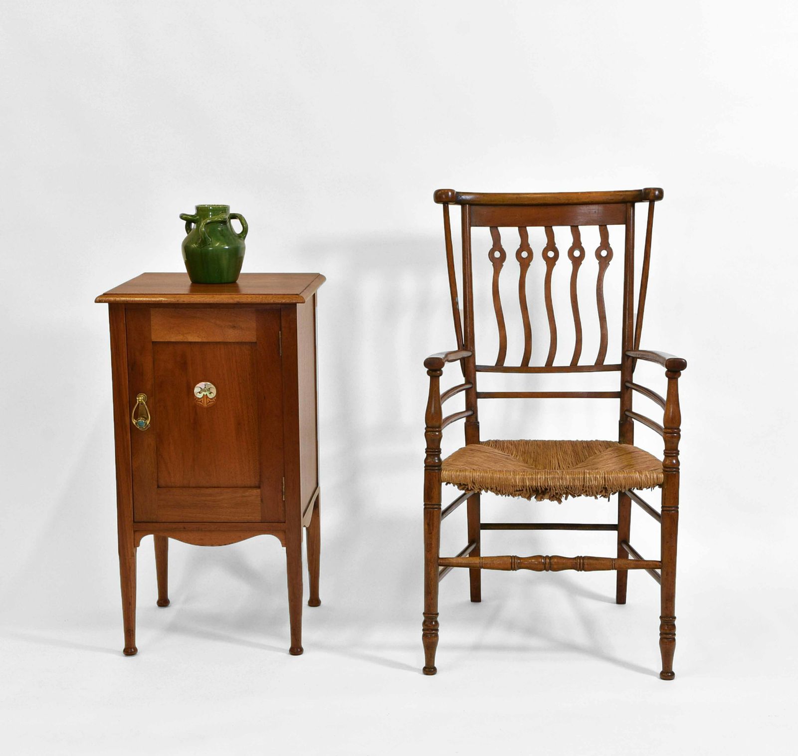 Arts & Crafts “Quaint” Rush Seated Armchair photo Furniture