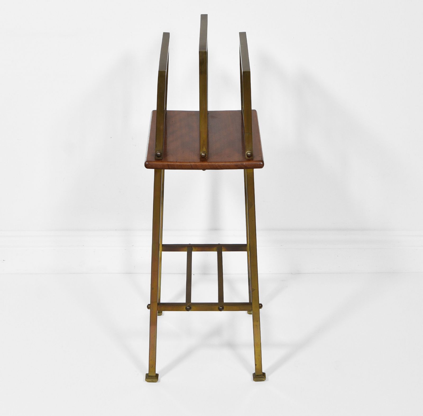 Edwardian Brass & Walnut Canterbury Newspaper Magazine Rack Arts & Crafts photo Home Decor
