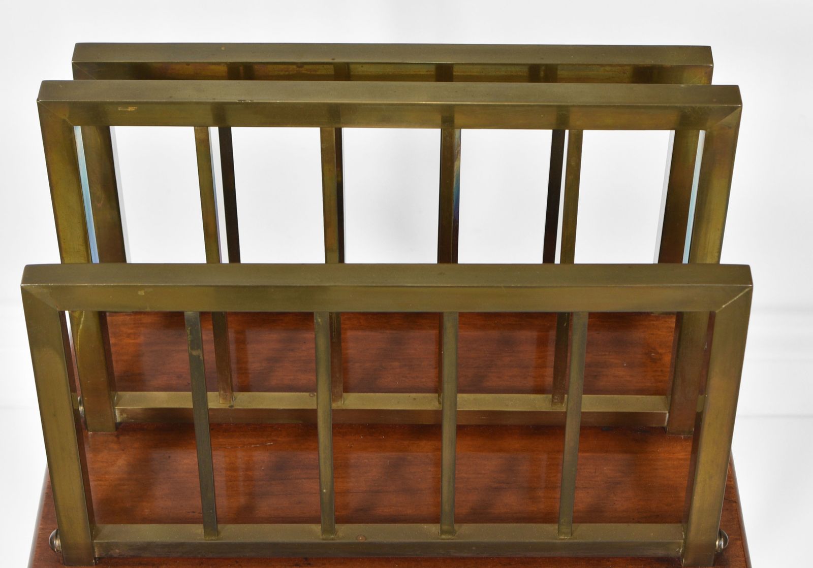 Edwardian Brass & Walnut Canterbury Newspaper Magazine Rack Arts & Crafts photo 420.0