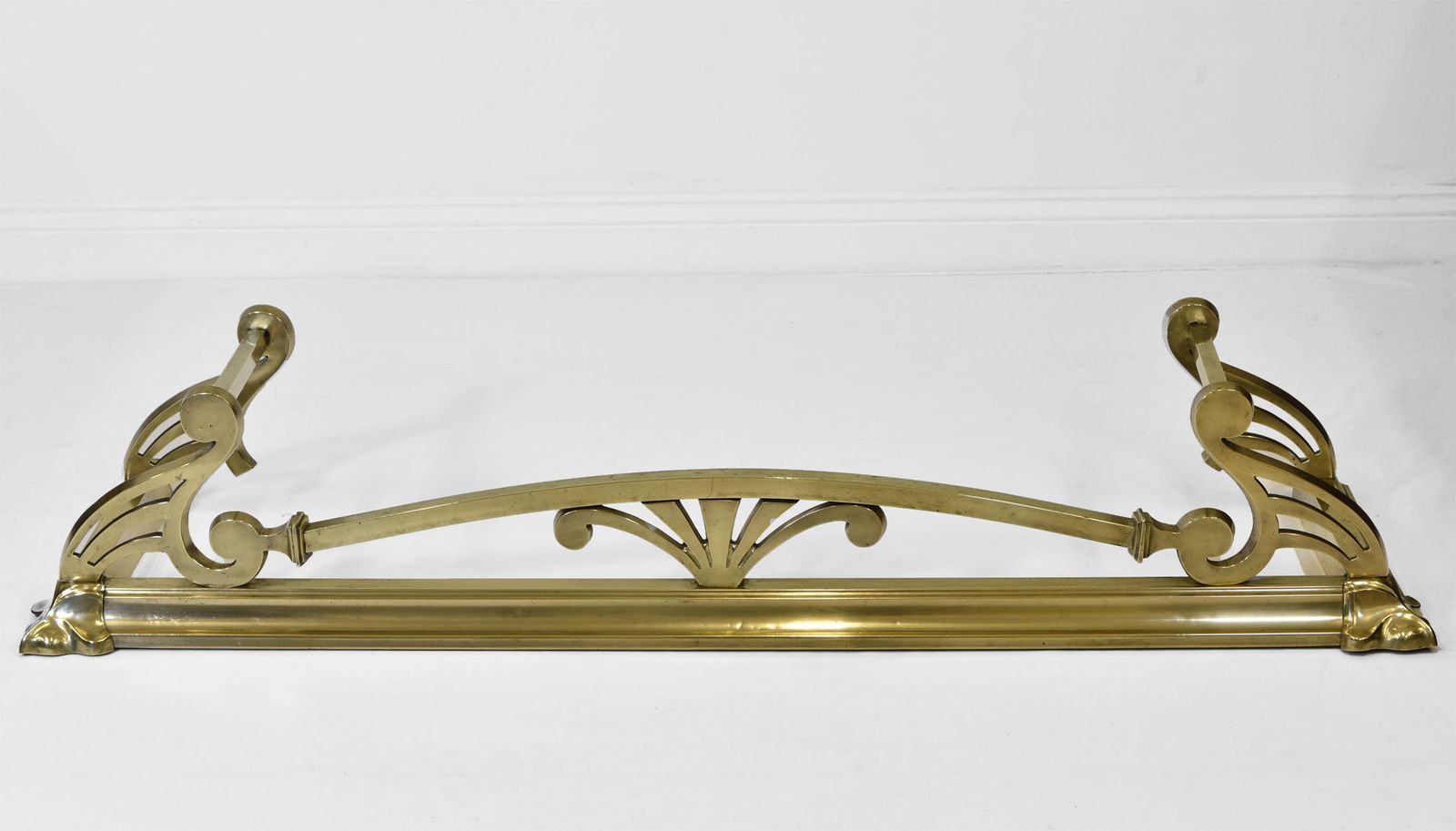 Edwardian Art Nouveau Brass Fireplace Fender Circa 1900 photo Home Fixtures