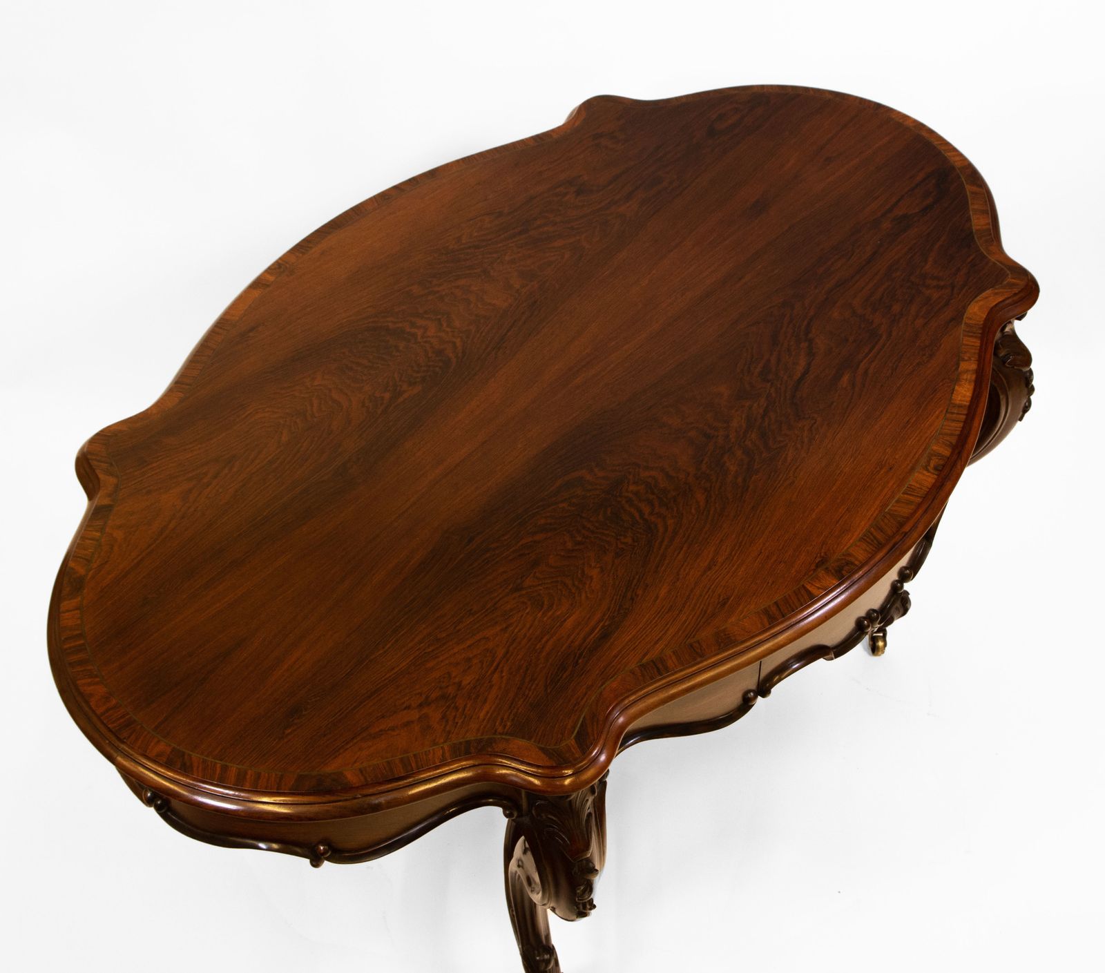 photo for sale Fine Victorian Rosewood Rococo Revival Carved Centre Hall Table Circa 1850