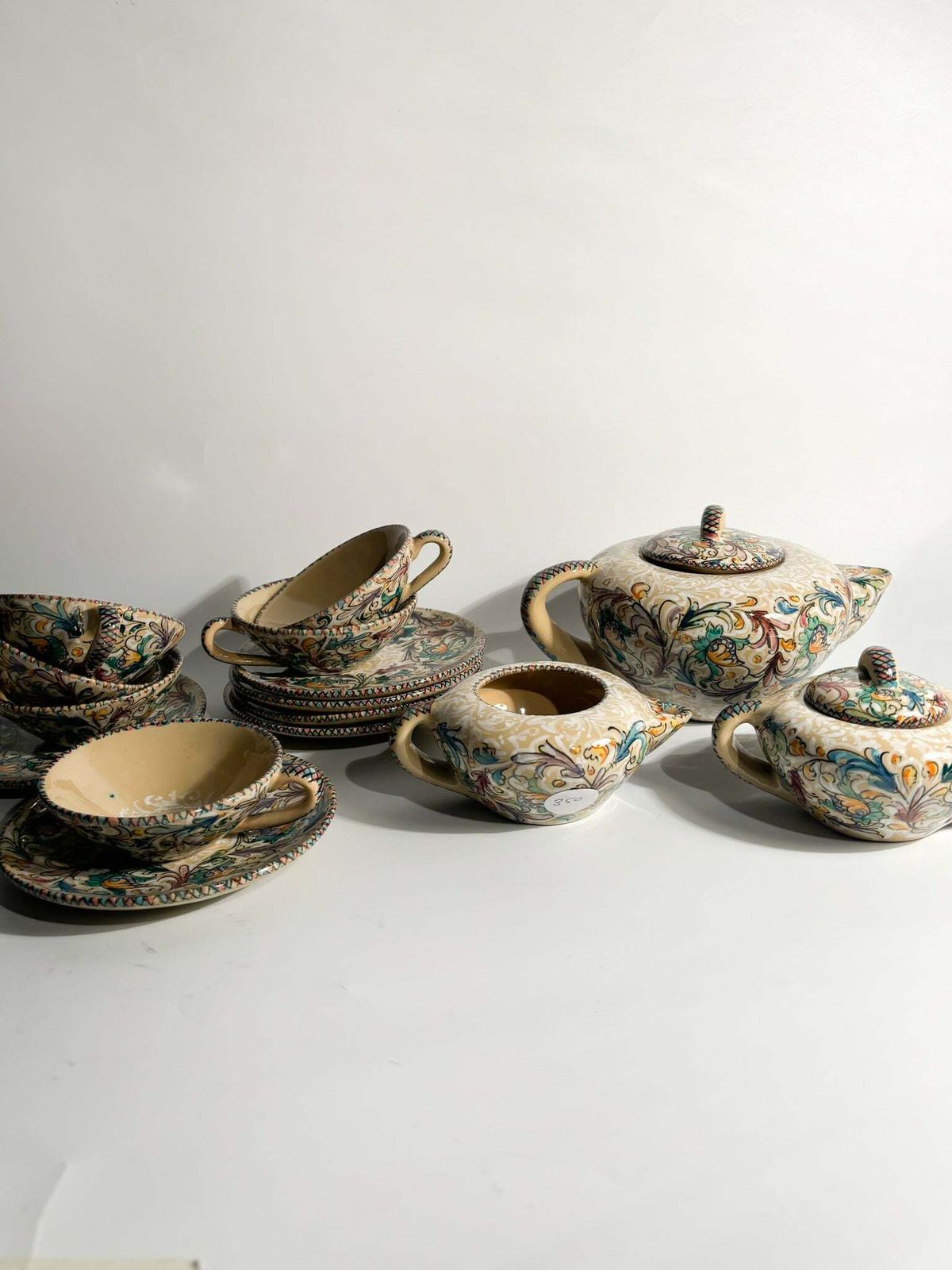 Set Of 6 Ceramic Mugs By Molaroni Pesaro, Hand Painted From The 1960s