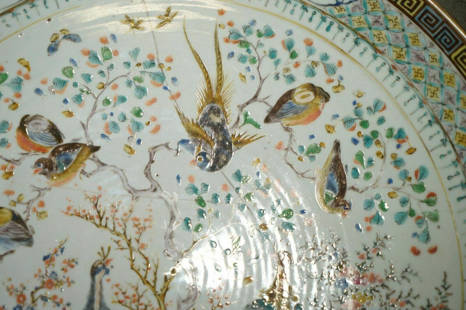 Antique Repaired 18th Century Chinese Famille Verte Porcelain Charger Plate photo buy