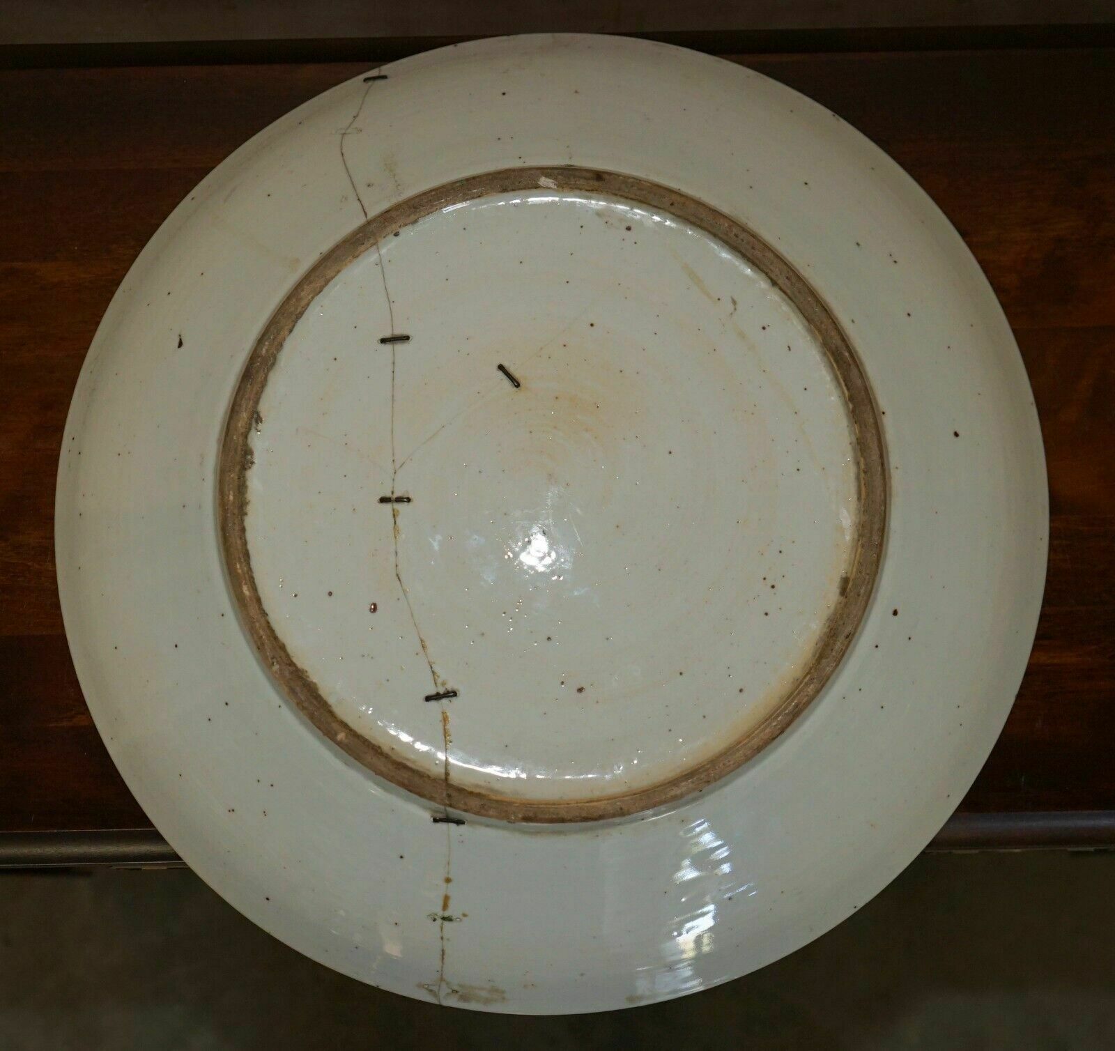 Home Decor Antique Repaired 18th Century Chinese Famille Verte Porcelain Charger Plate photo