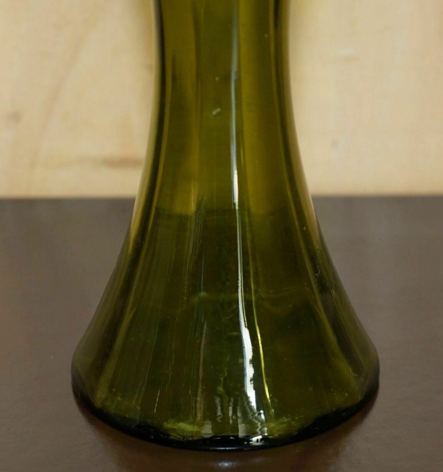 William Hutton Antique Green Wine Port Spirit Decanter Sterling Silver Collar photo Home Decor