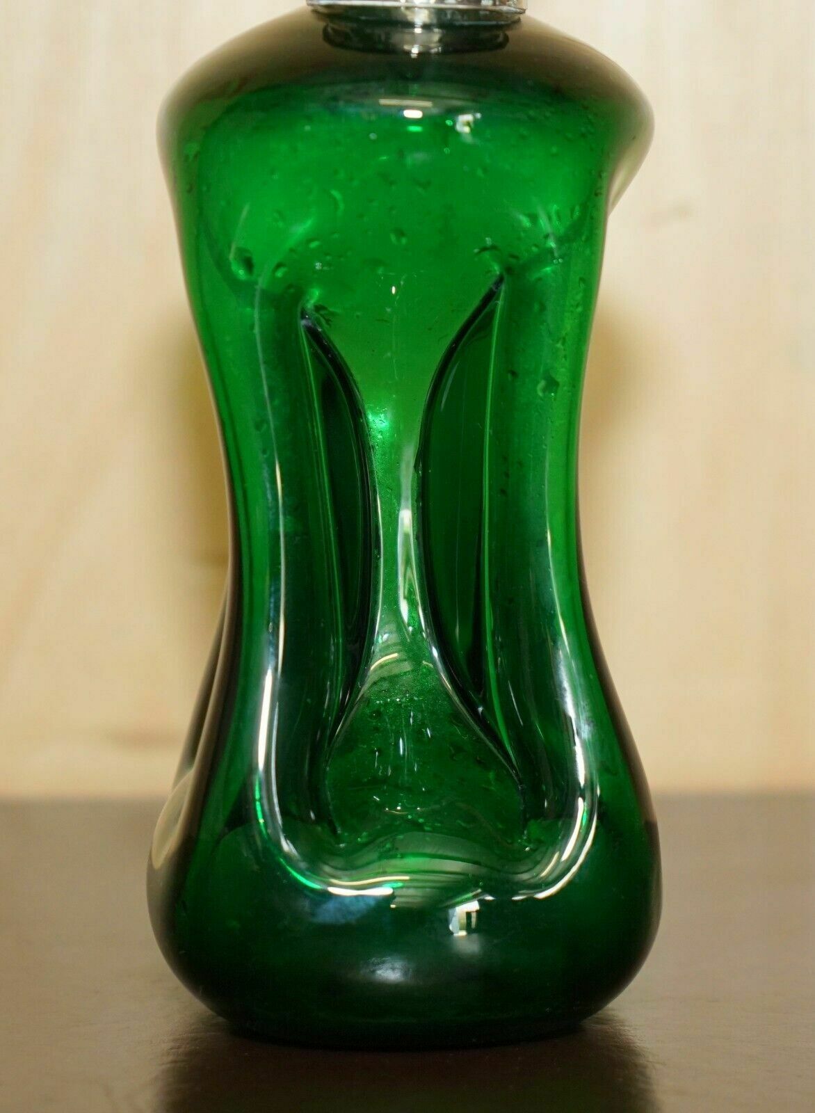 Fine 1904 Antique Green Wine Port Spirit Decanter With Sterling Silver Collar photo vinterior
