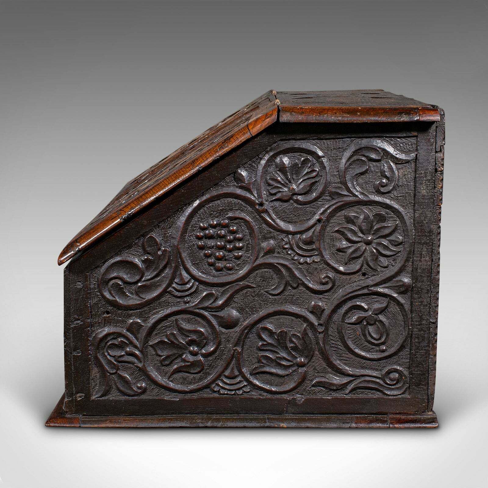 Antique Verger's Bible Box, English, Oak, Carved, Ecclesiastical, William III photo vinterior