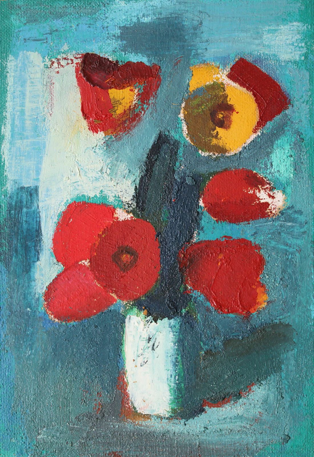 Aleksandr Rodin (1922 2001) Tulips In A Vase #3. Oil On Cardboard, 45 X 31 Cm