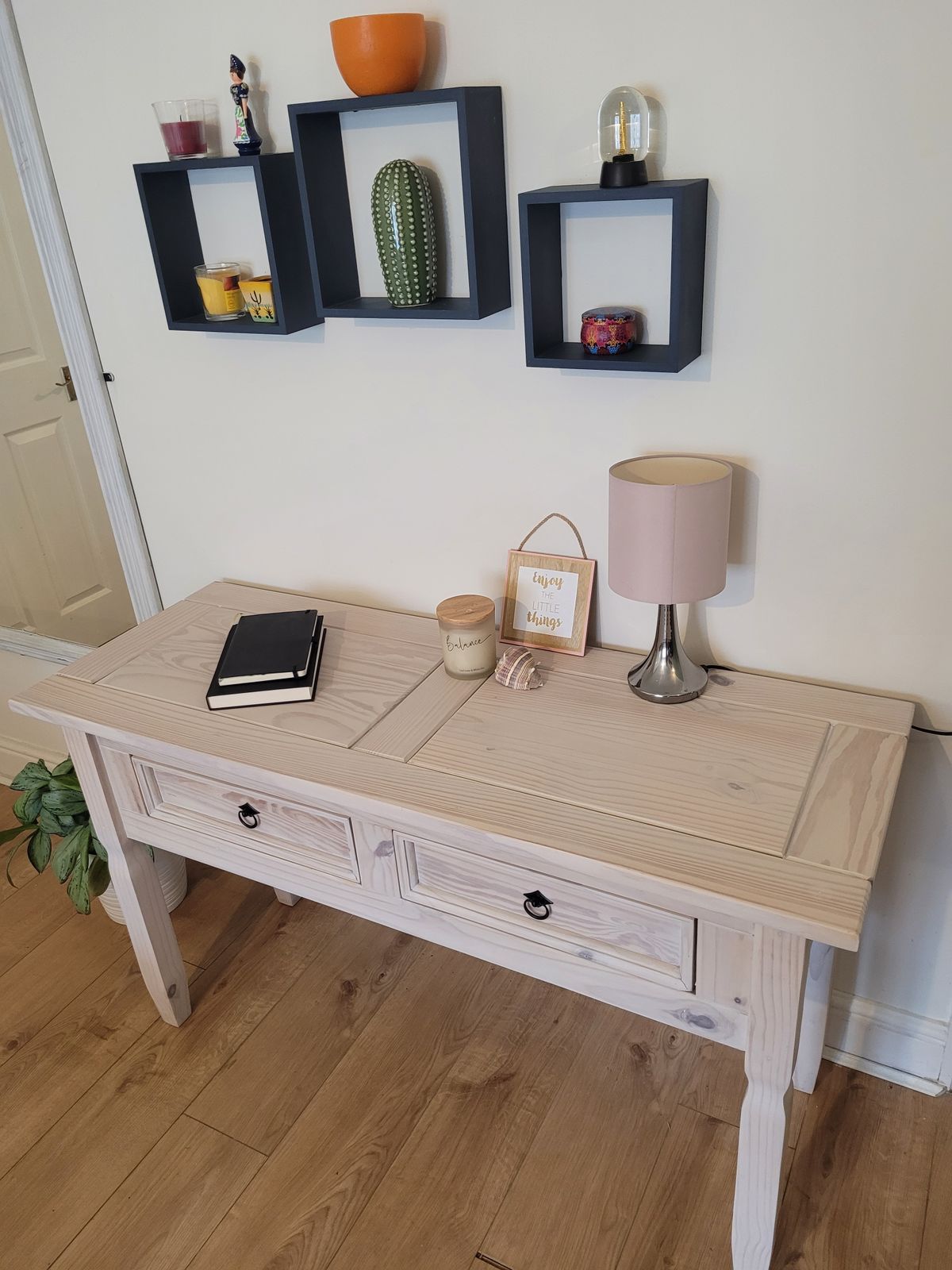 Farmhouse Style Upcycled Solid Wood Hallway Side Table photo Furniture