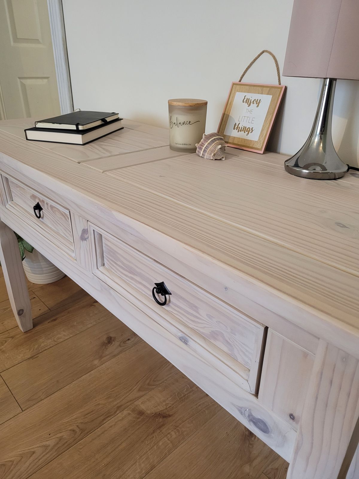Farmhouse Style Upcycled Solid Wood Hallway Side Table photo vinterior